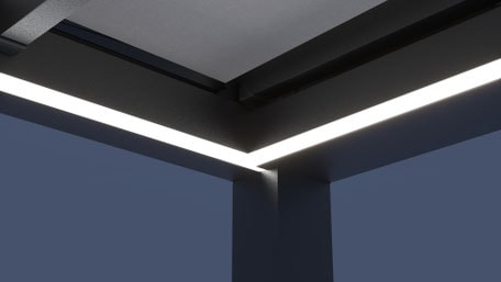 Luci LED integrate nel perimetro della pergola Blooming