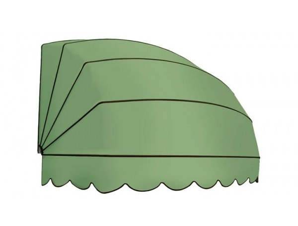 Tenda a cappottina Deimos verde dalla linea bombata, su fondo bianco