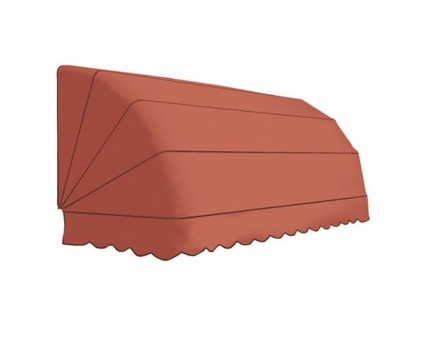 Rendering della tenda a cappottina Nadir color terracotta, a cinque raggi, su fondo bianco