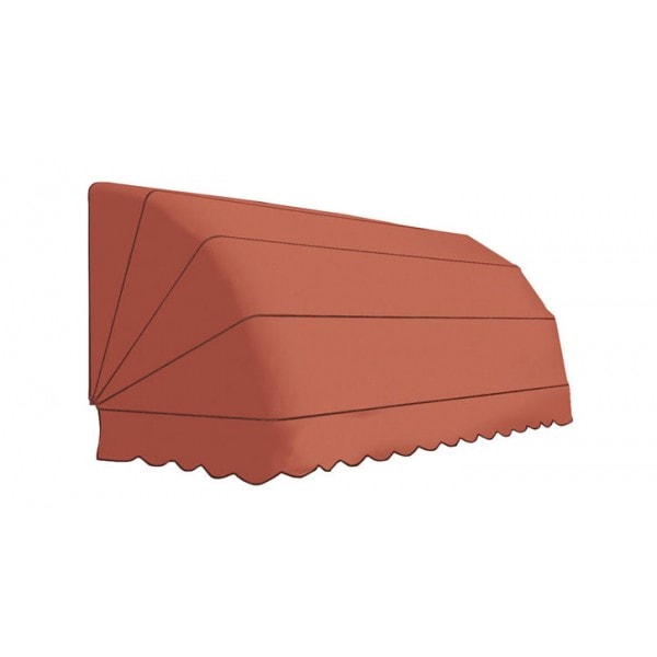 Tenda a cappottina Nadir color terracotta con balza smerlata, su fondo bianco