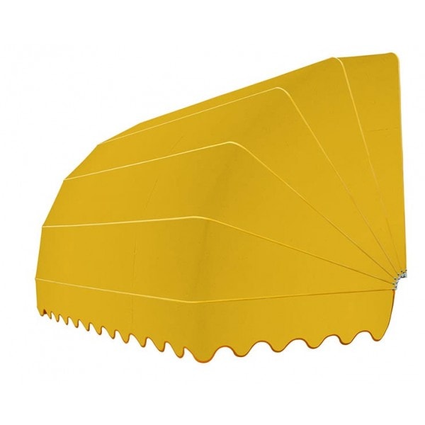 Tenda a cappottina Nadir Gold gialla con balza smerlata, su fondo bianco