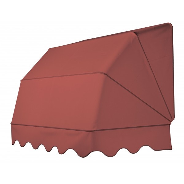 Tenda a cappottina Nadir Light rosso scuro con balza smerlata, su fondo bianco